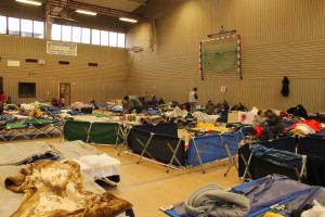 Blick in die Notunterkunft für Flüchtlinge in Nidda Nov 2015